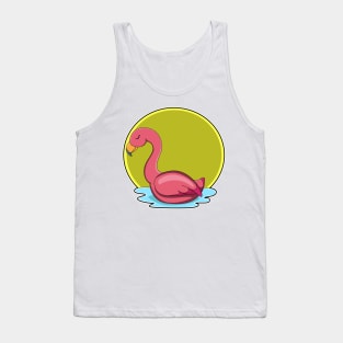 Flamingo in Water with Sun Tank Top